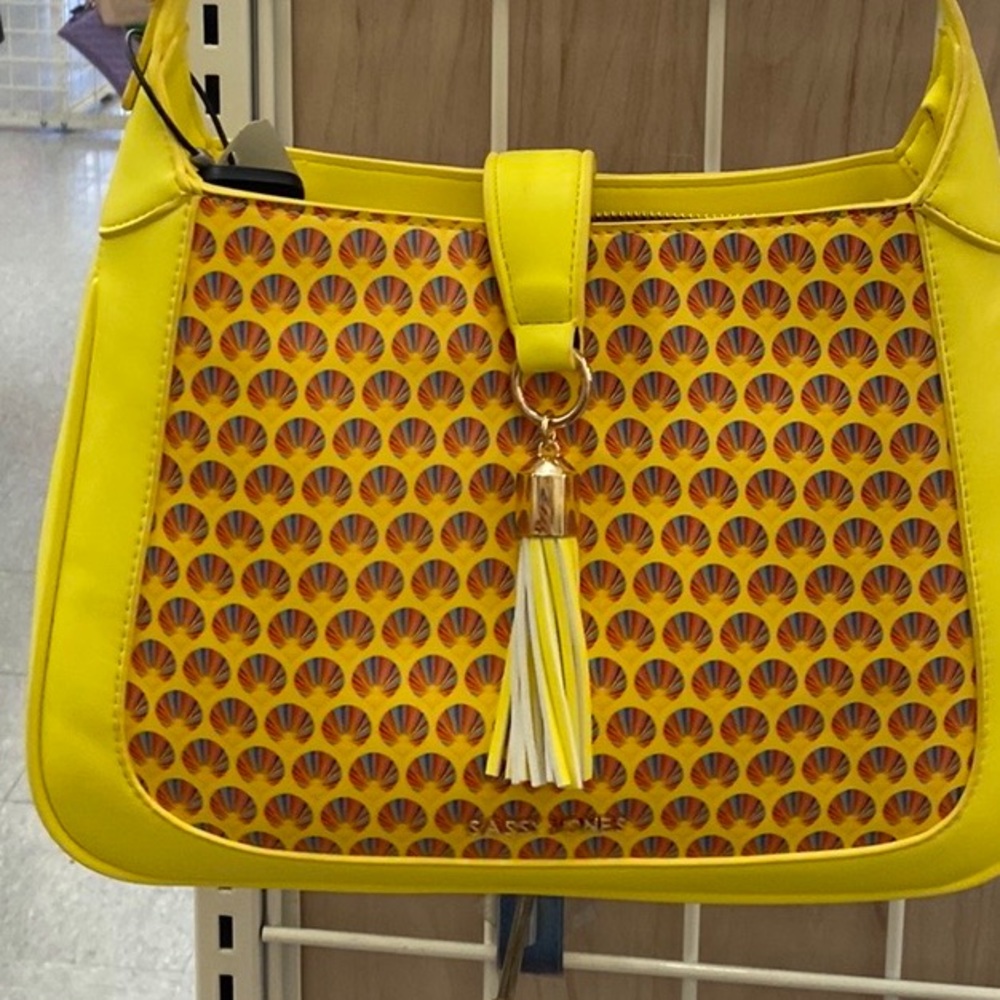 New sassy jones shoulder purse Yellow with fan colors design